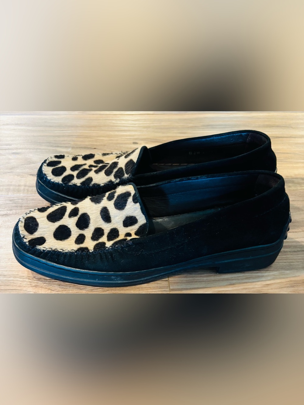 Stuart Weitzman Women's Suede Leopard Print Slip-On Loafers - Black & Tan